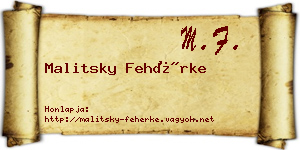 Malitsky Fehérke névjegykártya